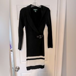 Ralph Lauren black/white knit dress with belt
